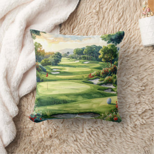 Golf Fairway and putting green Throw Pillow