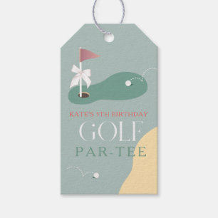 Golf Fairway Pink Flag Bow Girl's Birthday Par-Tee Gift Tags