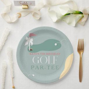 Golf Fairway Pink Flag Bow Girl's Birthday Par-Tee Paper Plates