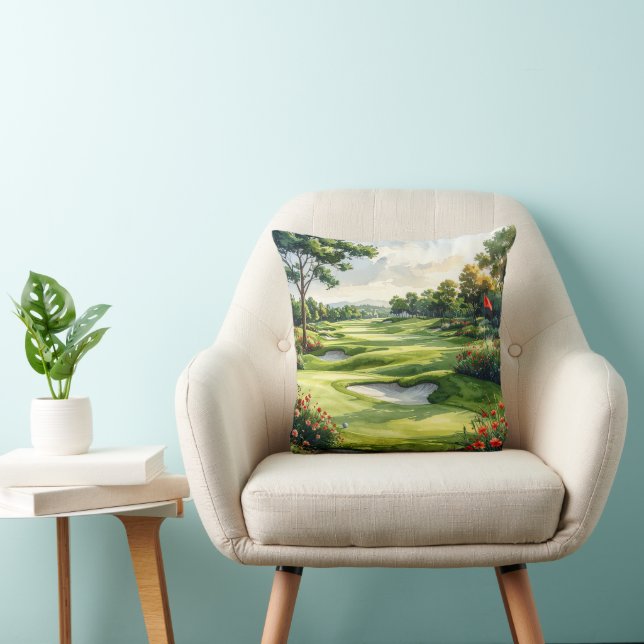Golf Fairway Throw Pillow (Chair)