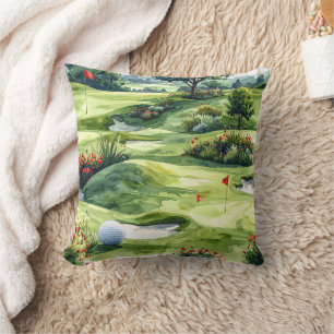 Golf Fairway Throw Pillow