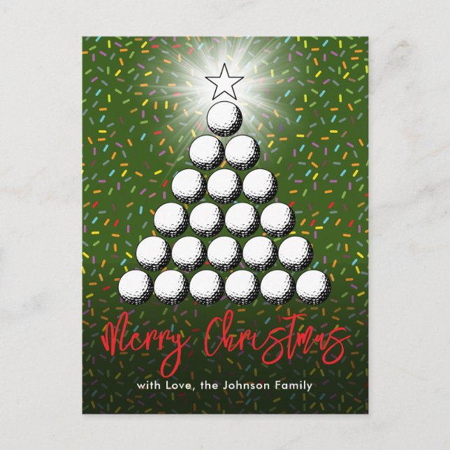 Golf Family Christmas Design Holiday Postcard (Front)