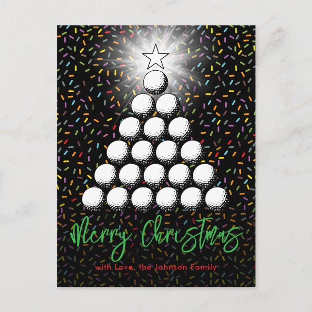 Golf Family Christmas Design Holiday Postcard (Front)