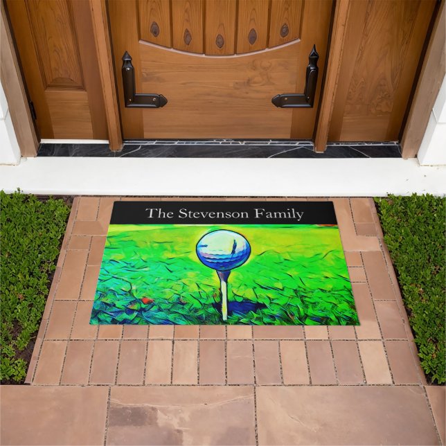 Golf Family Name Sports Golfer Colorful Doormat (Outdoor)