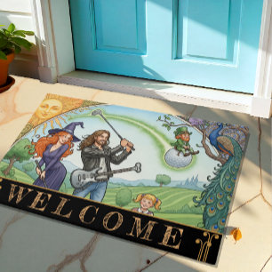Golf Family with Witch, Rockstar, Leprechaun / Art Doormat