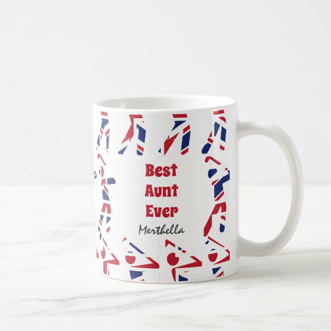 GOLF FAN Best Aunt Ever Personalized Union Jack Coffee Mug (Right)