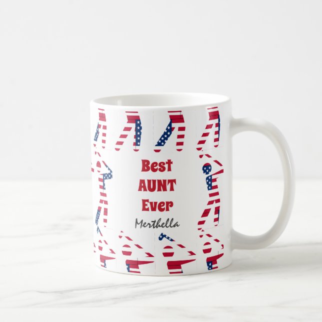 GOLF FAN | Best AUNT Ever Personalized | USA Flag Coffee Mug (Right)