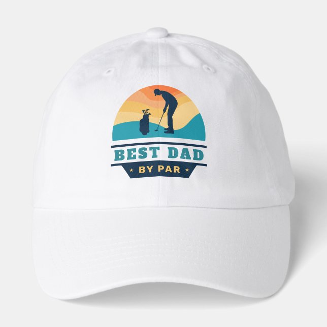 Golf Fan Best Dad By Par Retro Custom Hat (Front)
