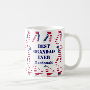 GOLF FAN Best Grandad Ever Personalized USA Flag Coffee Mug