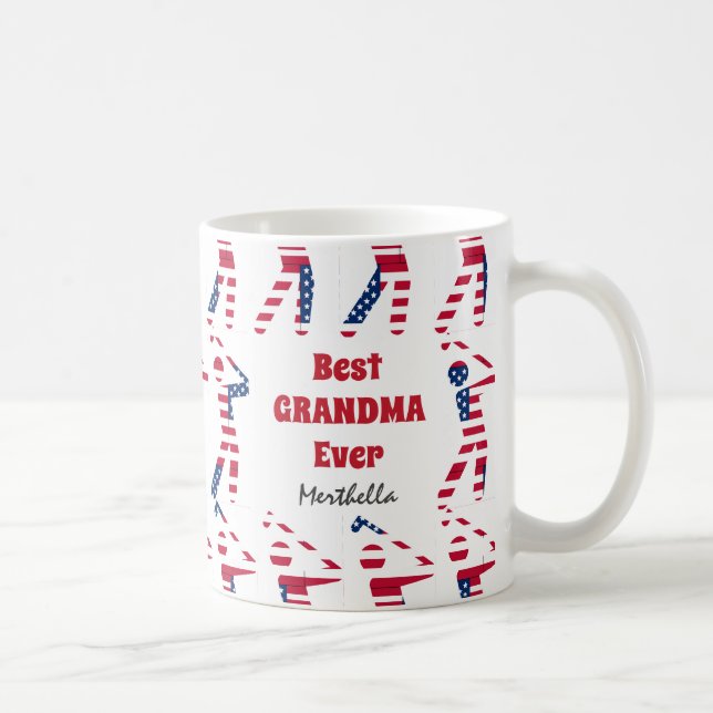 GOLF FAN Best GRANDMA Ever Personalized USA Flag Coffee Mug (Right)