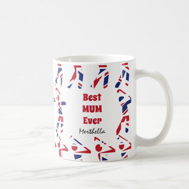 GOLF FAN Best MUM Ever Personalized Union Jack Coffee Mug (Right)