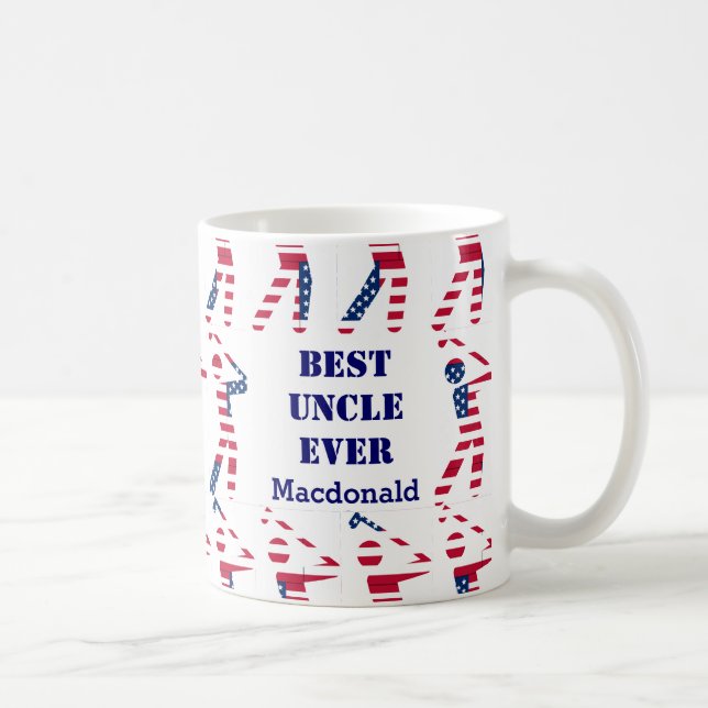 GOLF FAN Best Uncle Ever Personalized USA Flag Coffee Mug (Right)