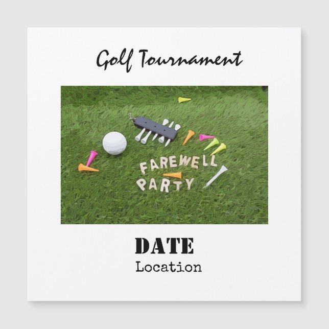 Golf Farewell party golf ball and tee on green (Front)