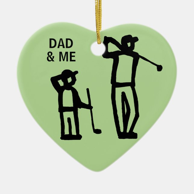 Golf Father and Son Christmas Holiday Ceramic Ornament (Front)