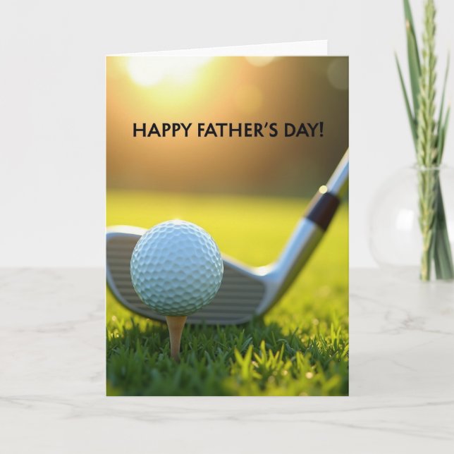 Golf Fathers Day Bokeh Lights Card (Front)