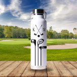 Golf Fathers Day Gift For Friend Cool Golf Custom Water Bottle<br><div class="desc">This modern water bottle design features a golf logo and your initials in bold black text for a simple,  stylish,  yet professional look. Add your name and make it yours.</div>