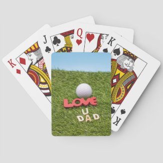 Golf father's day golf ball with love on green playing cards