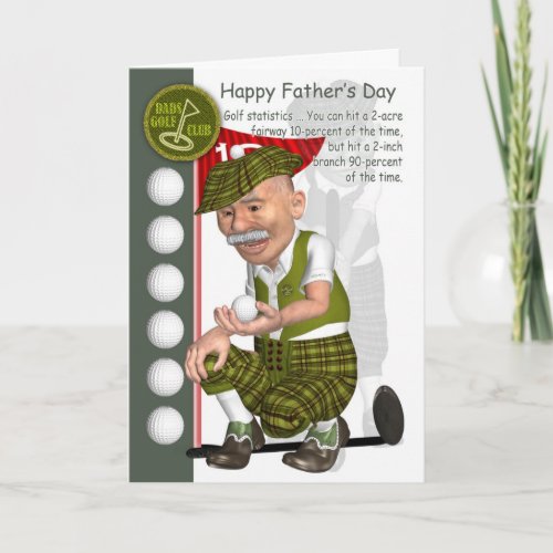 Golf Fathers Day Greeting Card With Fun Golfer
