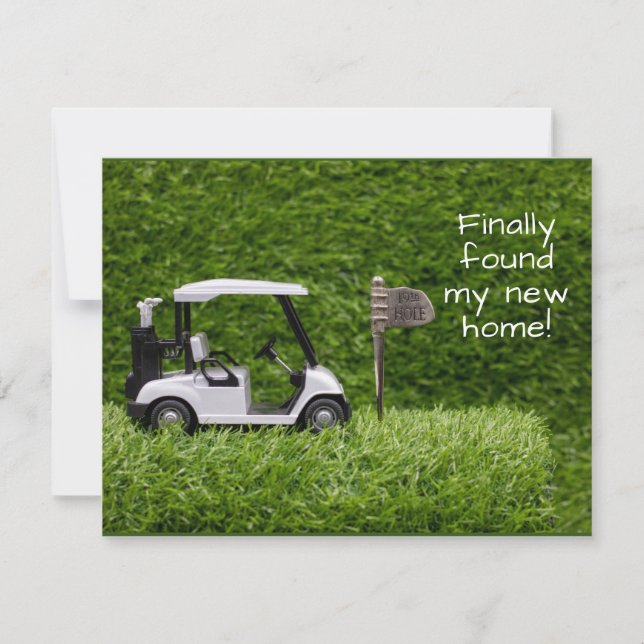 Golf finally we found new home moving house announcement (Front)