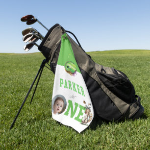 Golf First Birthday Cute Personalized Photo Towel