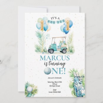 Golf First Birthday Invitation by Pixabelle at Zazzle