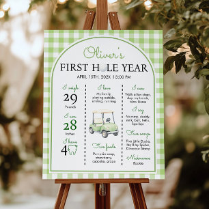 Golf First Hole Year Birthday Party Milestone Poster