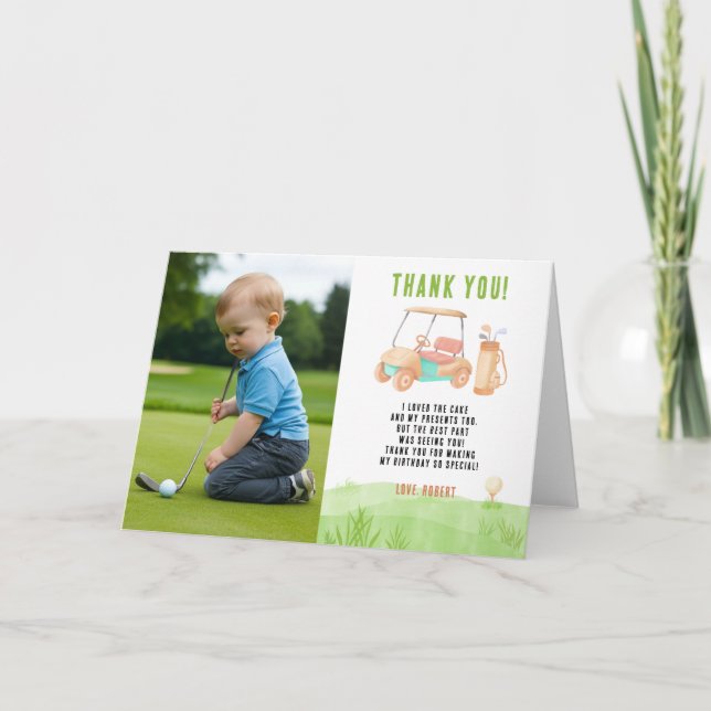Golf First Year Birthday Thank you (Front)