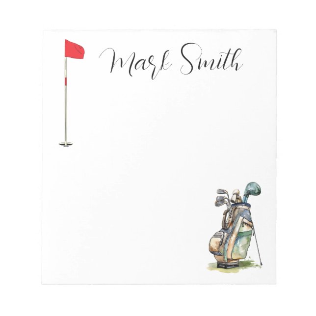 Golf Flag and Bag for golfer Notepad (Front)