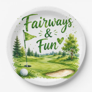 Golf flag and ball on the golf course paper plates