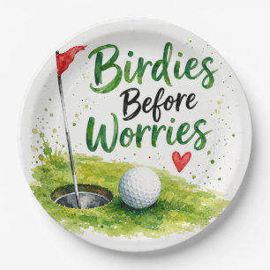 Golf flag and ball on the golf course paper plates