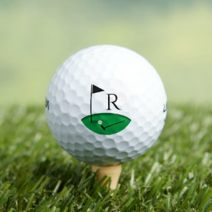 Golf Flag and Club Monogram initial  Golf Balls