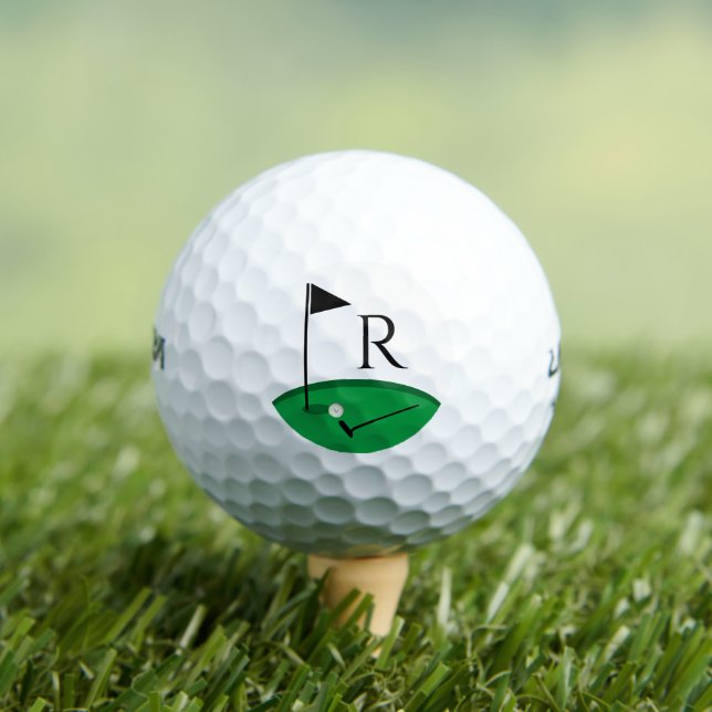 Golf Flag and Club Monogram initial  Golf Balls (Insitu Tee)