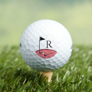 Golf Flag and Club Monogram initial Golf Balls