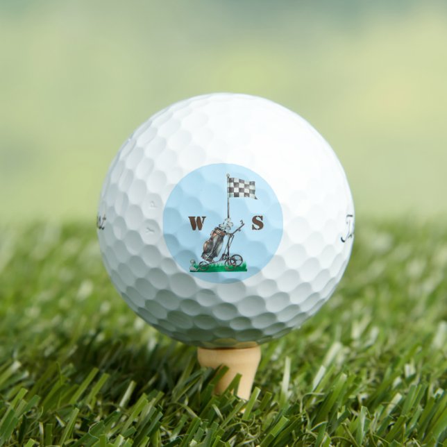 Golf Flag and Clubs Initials Balls (Insitu Tee)