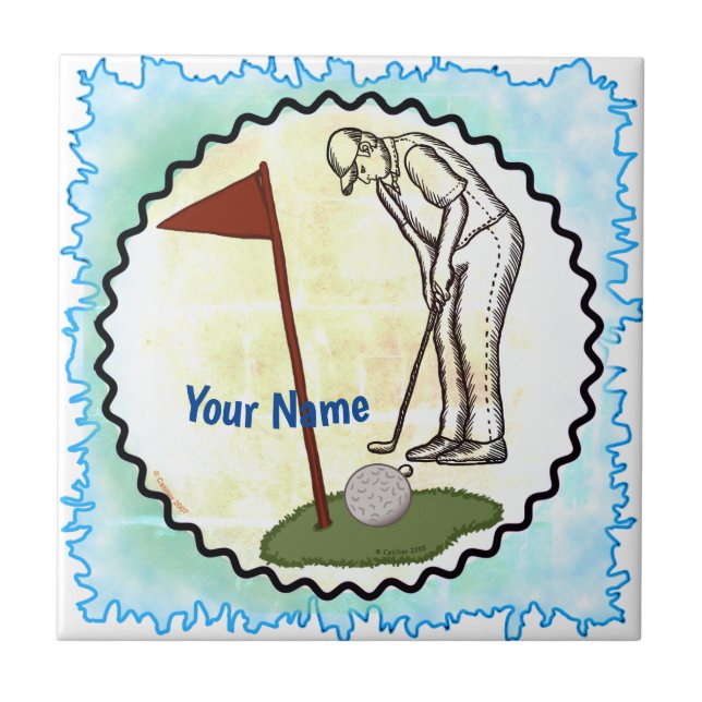 Golf Flag Ceramic Tile (Front)