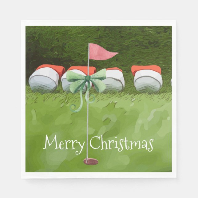 Golf flag  Christmas with lots of Ball golfer Napkins (Front)