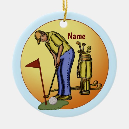 Golf Flag Dad Golf Ceramic Ornament