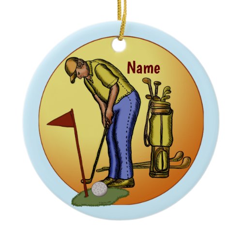 Golf Flag Dad Golf  Ceramic Ornament