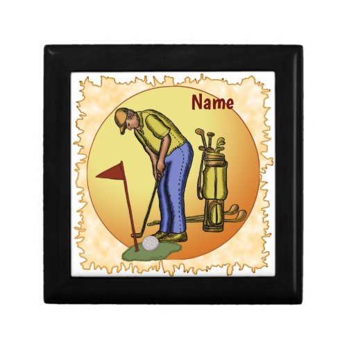 Golf Flag Dad Golfing custom name Gift Box