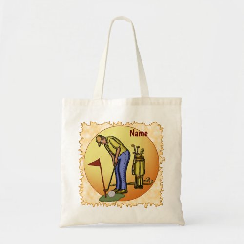 Golf Flag Dad Golfing custom name Tote Bag