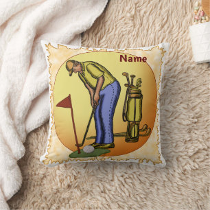 Golf Flag Dad Golfing Throw Pillow
