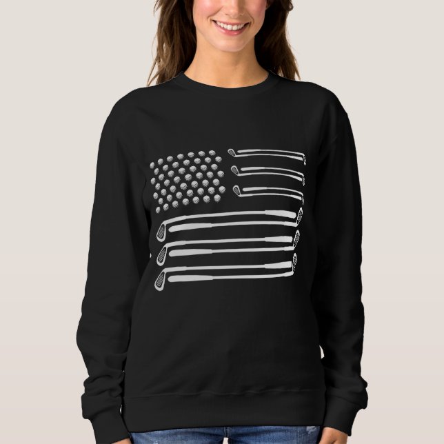 Golf Flag Golfing Ball Club 4th of July Fathers Da Sweatshirt (Front)