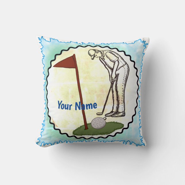 Golf Flag Throw Pillow (Front)