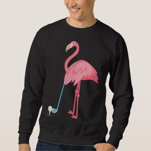 Golf Flamingo Lover Gift Floral Women Men Funny Su Sweatshirt