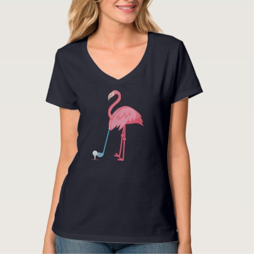 Golf Flamingo Lover Gift Floral Women Men Funny Su T_Shirt