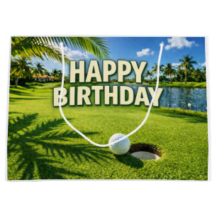 Golf Florida Themed Happy Birthday Large Gift Bag