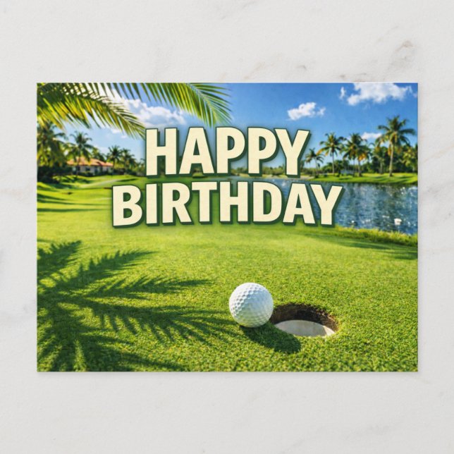 Golf Florida Themed  Happy Birthday  Postcard (Front)