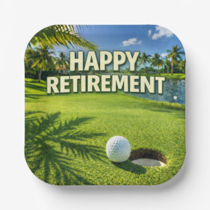 Golf Florida themed Happy Retirement Paper Plates
