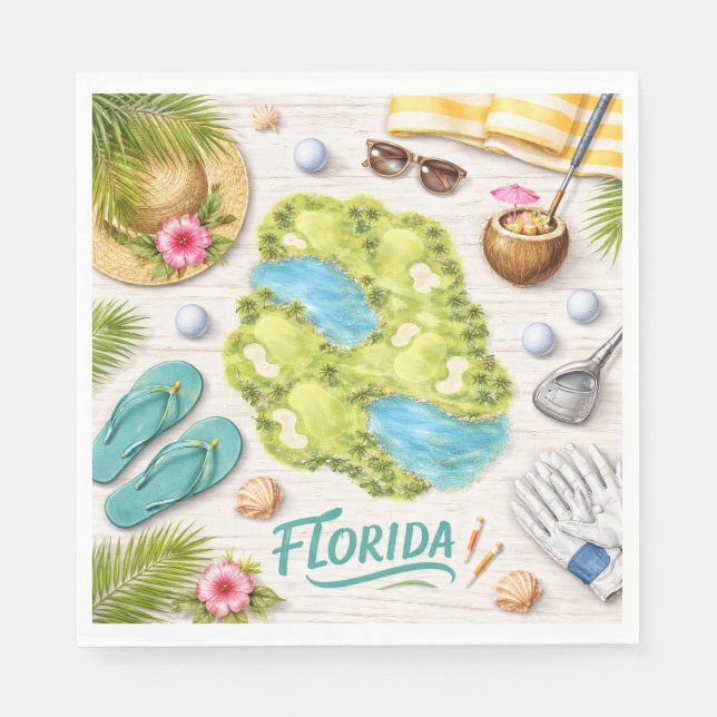 Golf Florida Themed Napkins (Front)