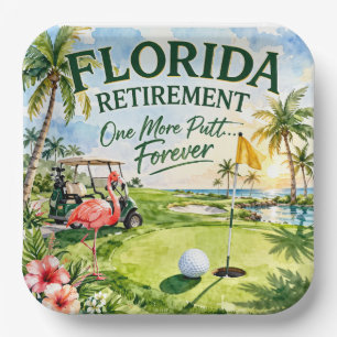 Golf Florida themed with flamingo Paper Plates
